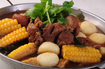 grilled pork steak with potatoes and vegetables