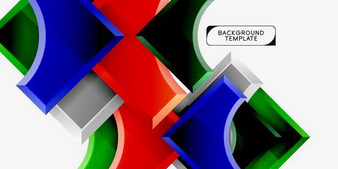 3d futuristic shapes vector abstract background made of glossy pieces with light effects