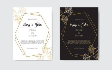 Vector invitation with gold floral elements. Luxury ornament template. greeting card, invitation design background.