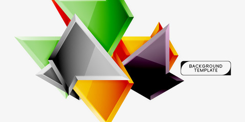 Bright colorful triangular poly 3d composition,abstract geometric background, minimal design, polygonal futuristic poster