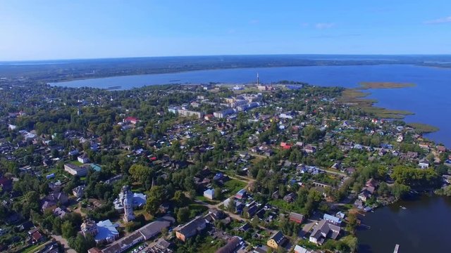 Aerial View Of Town Of Ostashkov On Lake Seliger, Russia 2