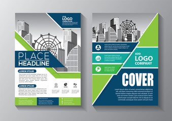 Brochure design, cover modern layout, annual report, poster, flyer in A4 with colorful triangles, geometric shapes for tech, science, market with light background
