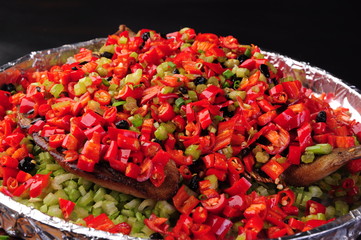 red peppers at the market