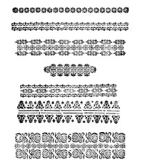 Vintage Vector Set of Drawings or Engravings of Antique Decorative Floral Design Elements, Horizontal Dividing Lines