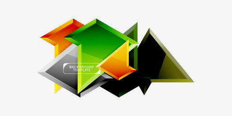 Bright colorful triangular poly 3d composition,abstract geometric background, minimal design, polygonal futuristic poster