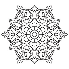 Black and white mandala vector isolated on white. Vector hand drawn circular decorative element.