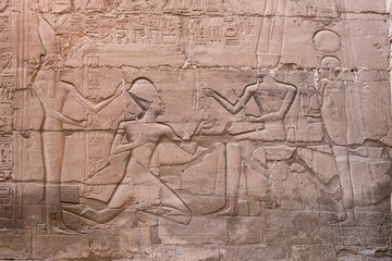Hieroglyphs in Ruins of the Karnak Temple Complext at Luxor, Egypt