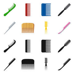 Vector design of brush and hair sign. Set of brush and hairbrush stock vector illustration.