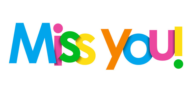 MISS YOU! colorful typography banner