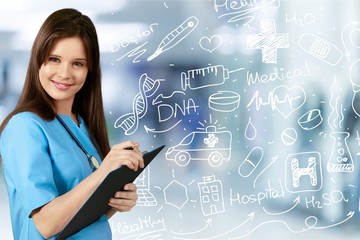 Female young doctor attractive young adult emergency room hospital room