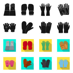 Vector illustration of glove and winter sign. Collection of glove and equipment vector icon for stock.