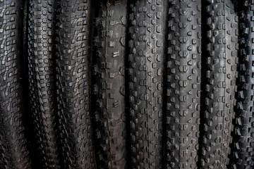 Brand new bicycle tires with aggressive offroad protector