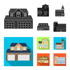 Vector design of building and front logo. Set of building and roof stock vector illustration.