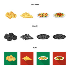 Isolated object of pasta and carbohydrate symbol. Collection of pasta and macaroni stock vector illustration.