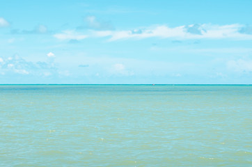 Fototapeta na wymiar Seascape of a Brazilian northeast sea. Sea water of Joao Pessoa PB, Brazil.