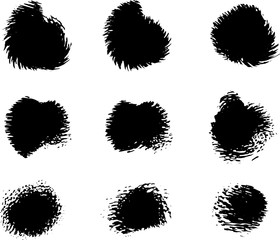  Black Paint Splattered Shape . Grunge texture vector. Ink blot splash collection set