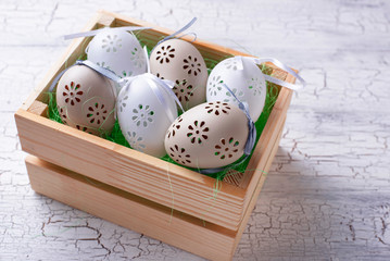 Easter background with decorative eggs