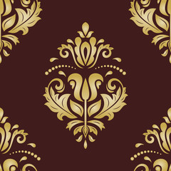 Orient classic brown and golden pattern. Seamless abstract background with vintage elements. Orient background