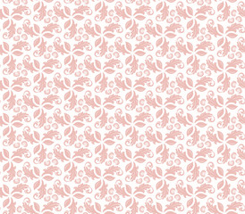 Floral pink ornament. Seamless abstract classic background with flowers. Pattern with repeating floral elements