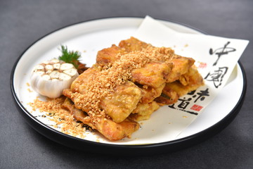 fried chicken with vegetables