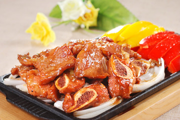 grilled chicken on plate with vegetables