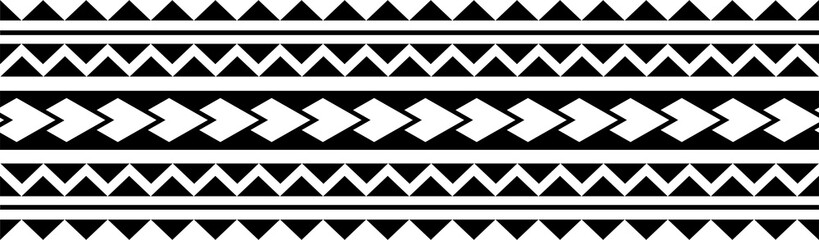 Polynesian tattoo simple template. Polynesian tattoo sleeve pattern vector, samoan forearm and foot design, maori bracelet armband tattoo tribal, band fabric seamless ornament - obrazy, fototapety, plakaty