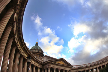 Kazan Cathedral against the sky in St. Petersburg. Russia