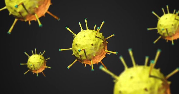 3D Virus And Bacteria Animation. Microscopic View. Health and science related concept.