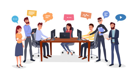 Team brainstorm, idea generation flat illustration