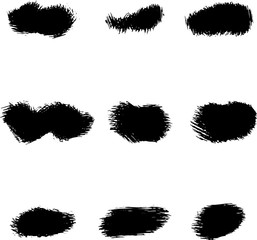 Vector set of black brush strokes. Grunge isolated elements. 