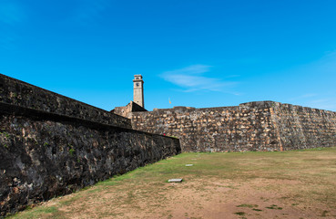 Fototapeta na wymiar Galle fort clock tower in Sri Lanka