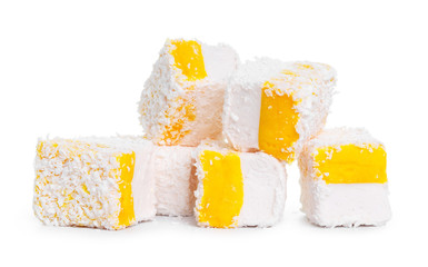 Tasty Turkish delight isolated on white