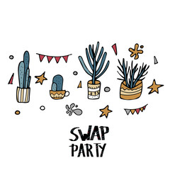 Swap meet. Plant exchange. Vector illustration.
