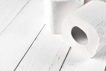 Simple toilet paper, close up side view