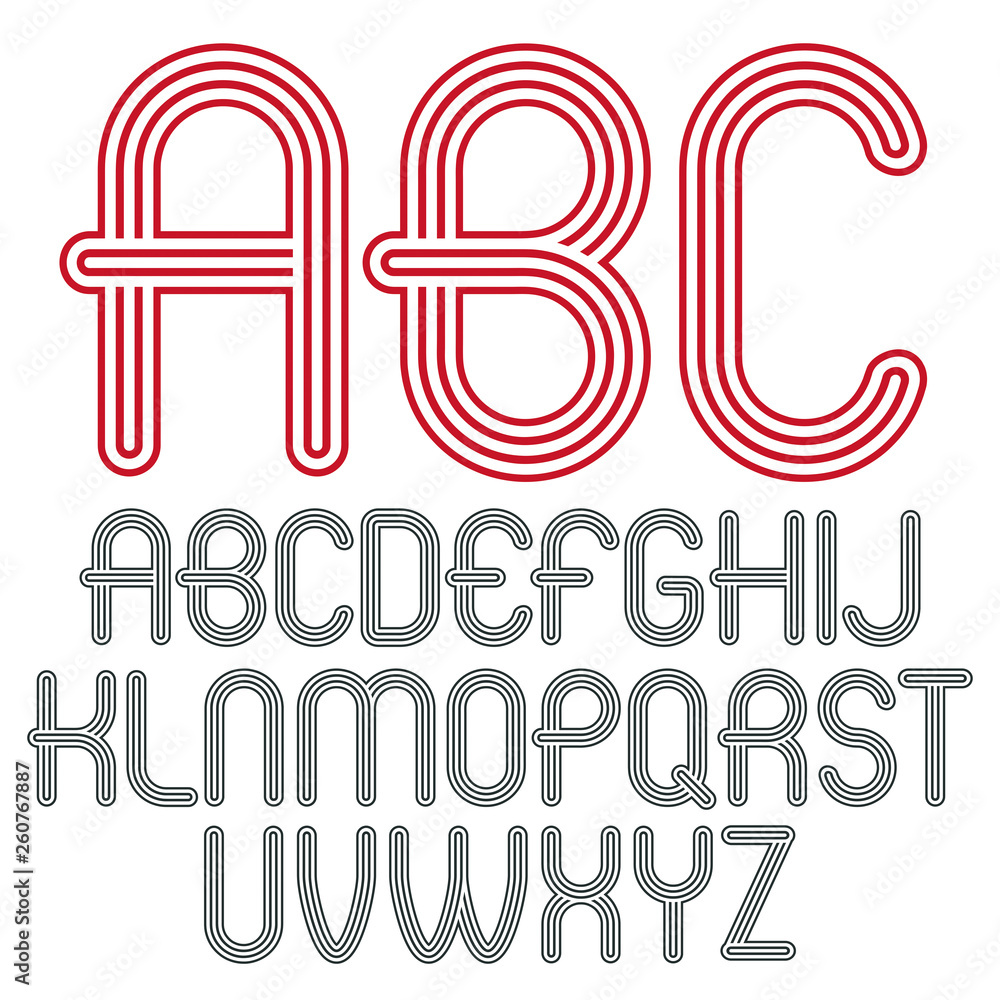 Aufkleber set of trendy modern vector capital alphabet letters isolated. disco rounded font for use as busines