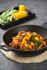 stir fried vegetables in pan