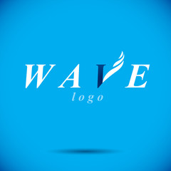 Obraz premium Ocean freshness theme vector logo. Save water advertisement. Human and nature coexistence concept.