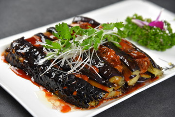 grilled salmon steak with sauce and vegetables