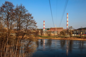 Obraz premium Thermal Power Plant near river Neris,Vilnius