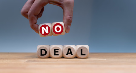 Cubes form the words "no deal".