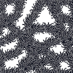 Disgusting horror art and nightmare seamless pattern, vector background. Tangled branches or roots stylish endless illustration. Usable for fabric, wallpaper, wrapping, web and print.