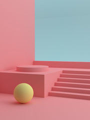 Podium in abstract pink composition, template for your product. Modern cover design.