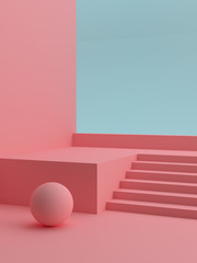 Podium in abstract pink composition, template for your product. Modern cover design.