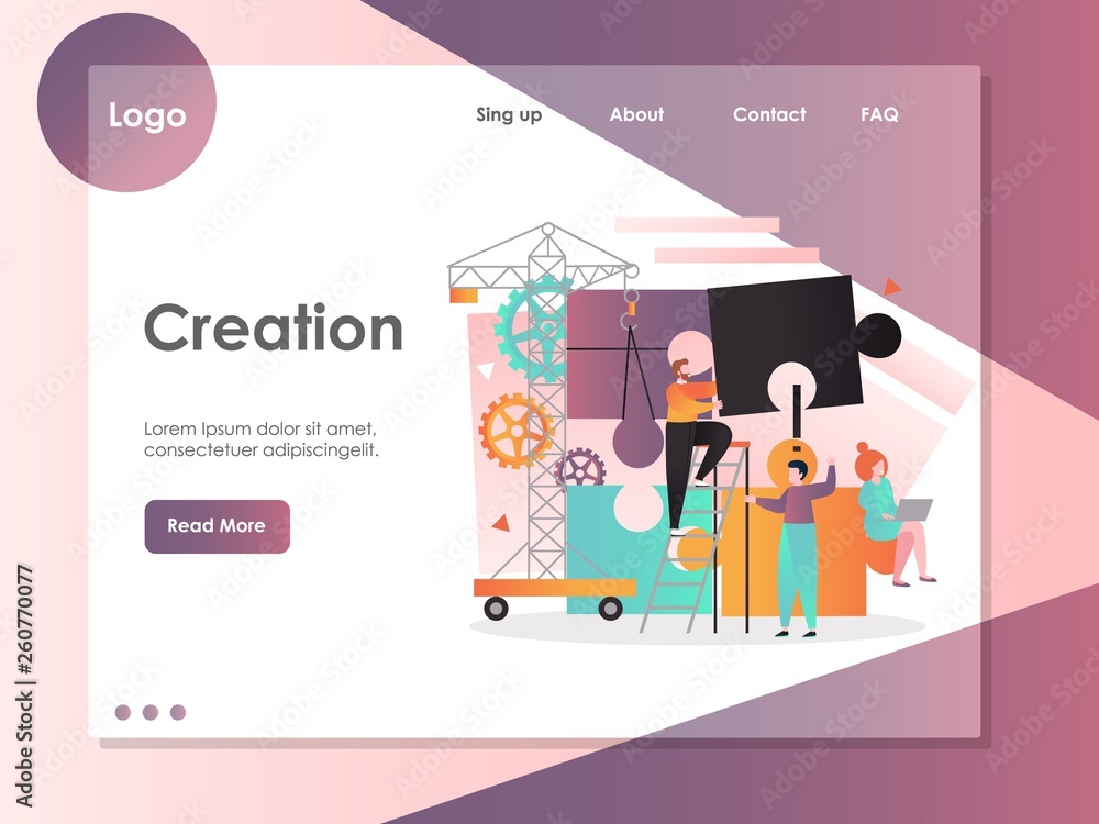 Aufkleber creation vector website landing page design template