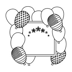 balloons helium with USA flag square frame