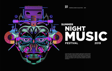 Summer Colorful Art and Music Festival Banner and Cover Template for Event, Magazine, and Web Banner.