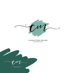 C M CM Initial letter handwriting and  signature logo. - obrazy, fototapety, plakaty