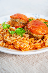 Stuffed tomatoes and rice with tomato