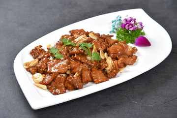 grilled meat and vegetables on plate