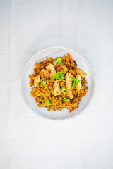 Chinese rice with vegetables and chicken